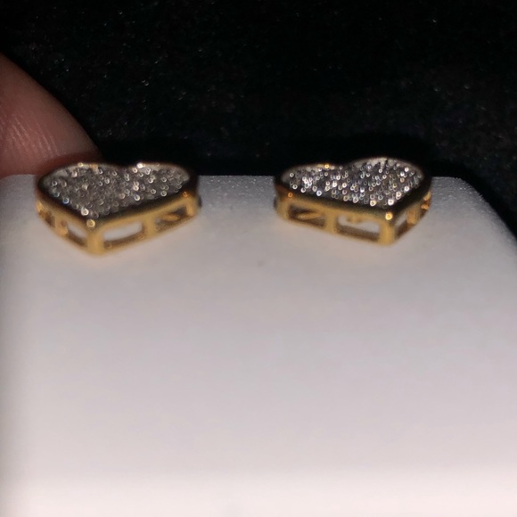 Real genuine natural Diamond heart earrings not CZ! Best gift Christmas birthday - Picture 4 of 6